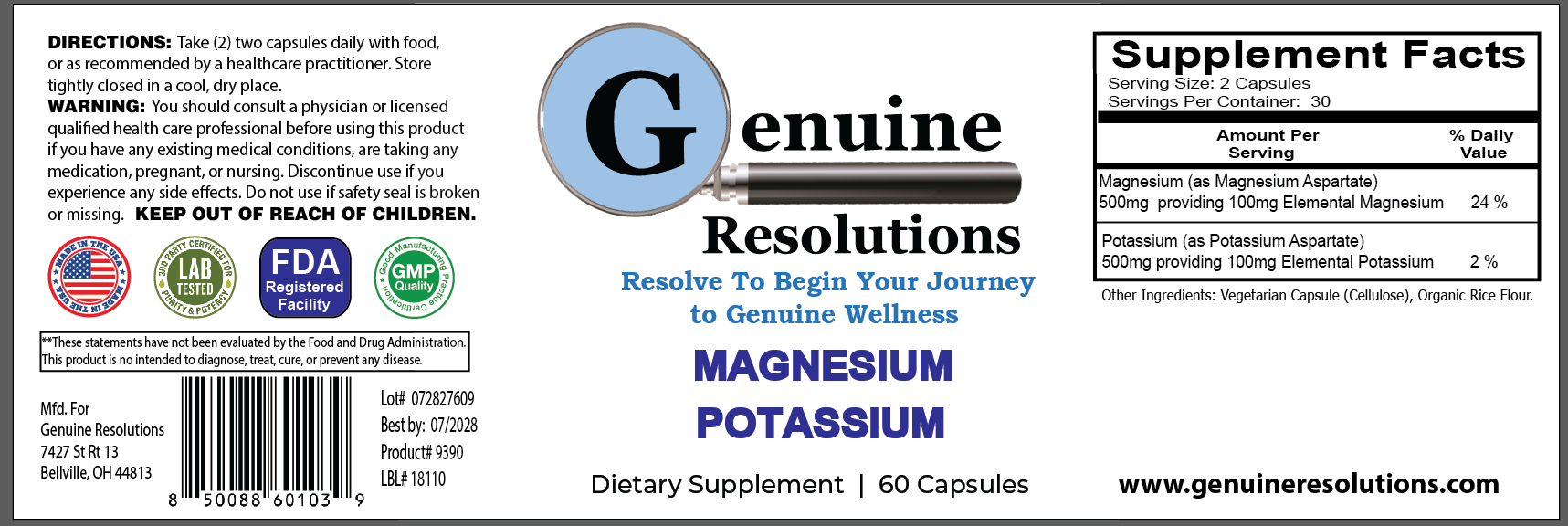Magnesium Potassium - 60ct